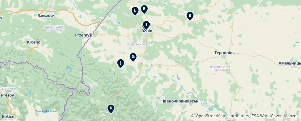 Map of Lviv Oblast Must-Sees