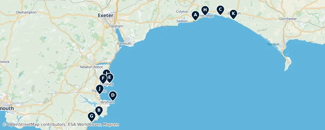 Lyme Bay and Torbay Essentials — Mapa