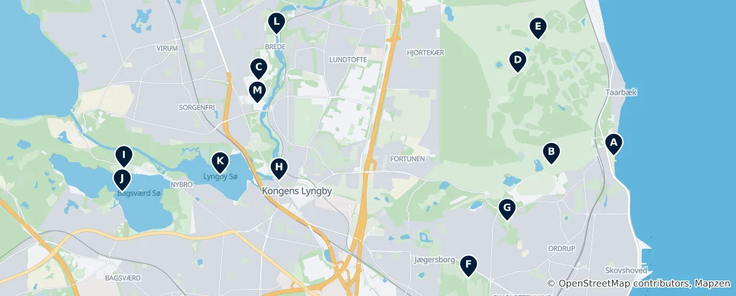 Lyngby-Taarbæk's Essential Experiences 지도