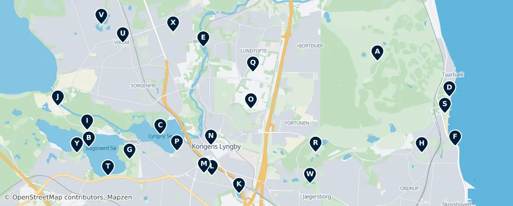 Map of Parks and Lakes of Copenhagen