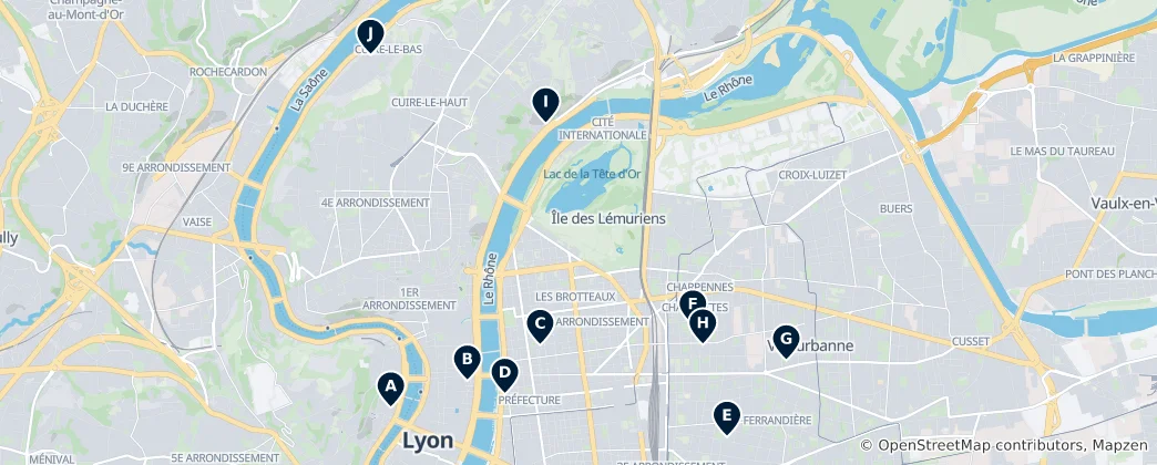 Map of Lyon's Sacred Sites