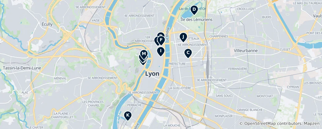 Kaart van Lyon's Unmissable Treasures