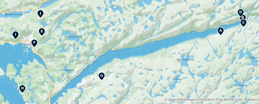 Map of Free Flying Spots in Ryfylke