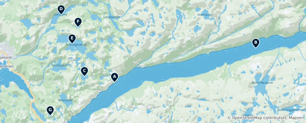 Map of Scenic Lakes and Waterfalls