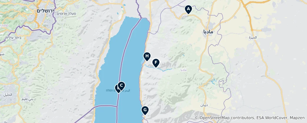 Mapa Jordan's Natural Wonders