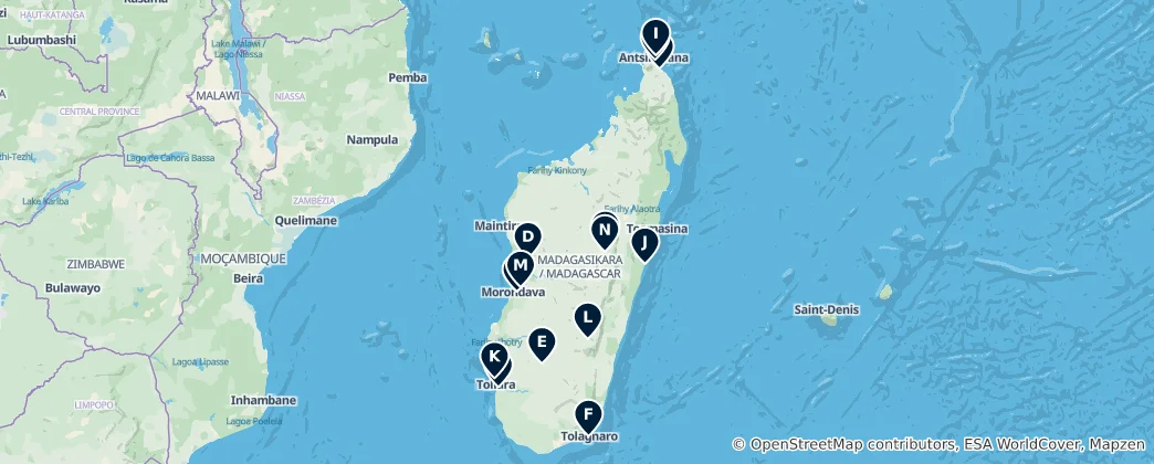 Mappa di Landmarks of Madagascar