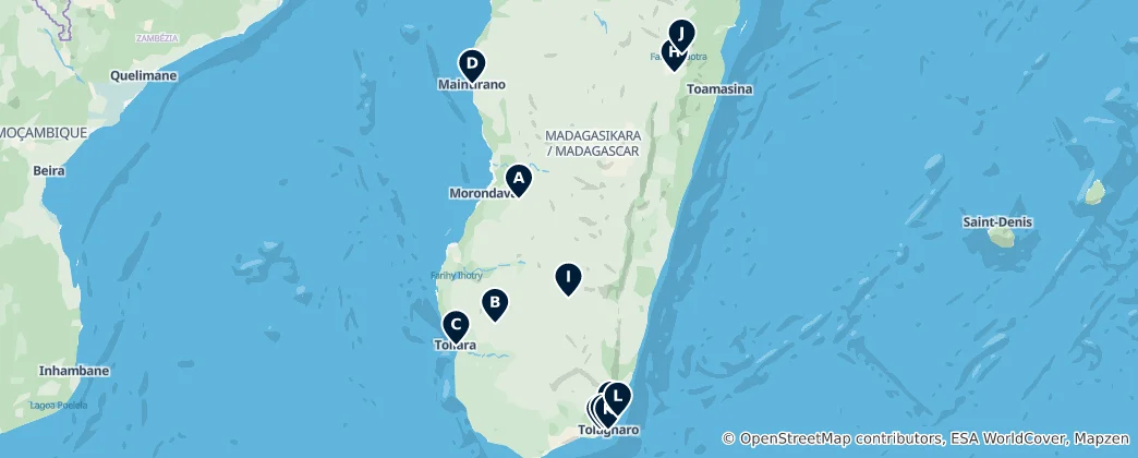 Karte von Local Markets in Madagascar