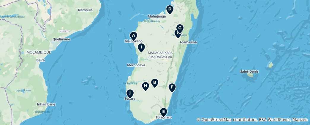 Mapa Religious Sites in Madagascar