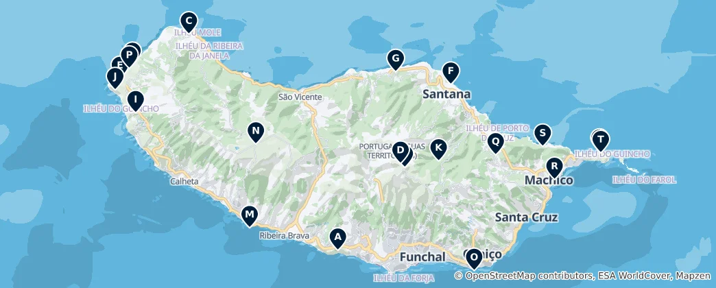 Mapa Madeira's Best Viewpoints
