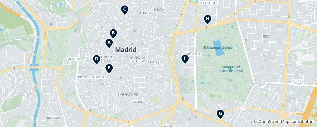 Mapa De Iglesias Históricas de Madrid