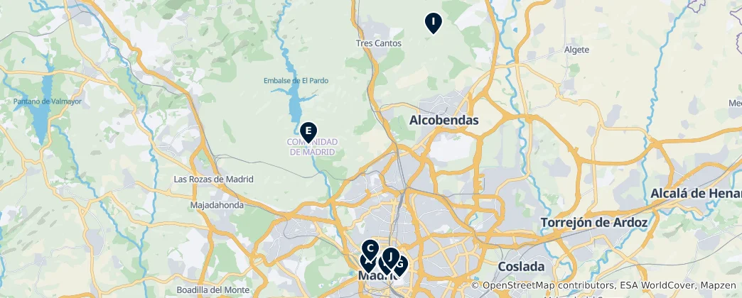 Mapa Madrid's Palaces and Castles