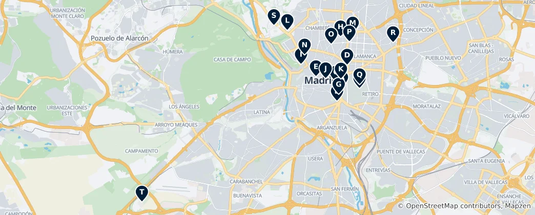 Karte von Top Museums in Madrid