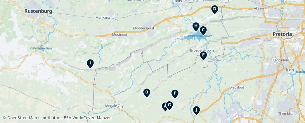 Carte de Magaliesberg Biosphere Reserve Essentials
