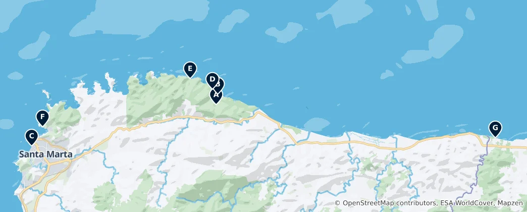 Mappa di Colombian Caribbean Beaches
