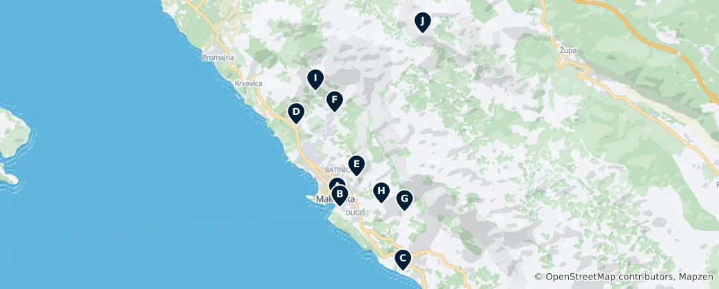 Mapa Makarska Religious Sites