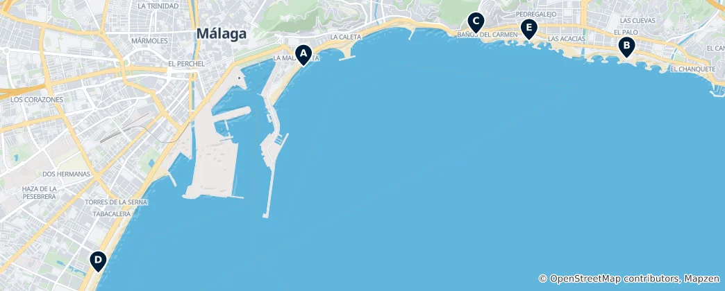 Mapa Best Beaches in Malaga