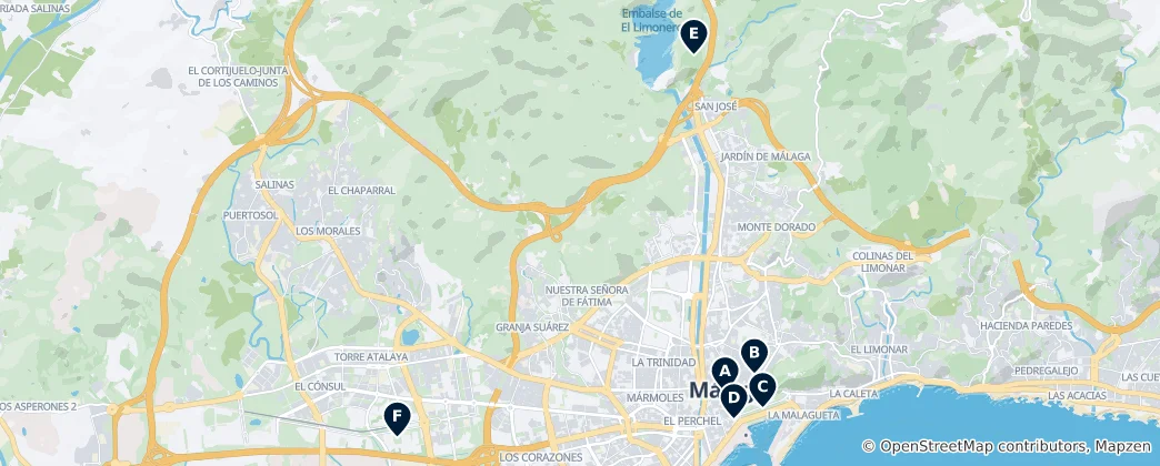 Mappa di Málaga's Parks and Gardens