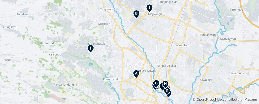Mapa de Malang's Must-See Attractions