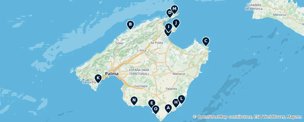 Map of Best Beaches in Mallorca