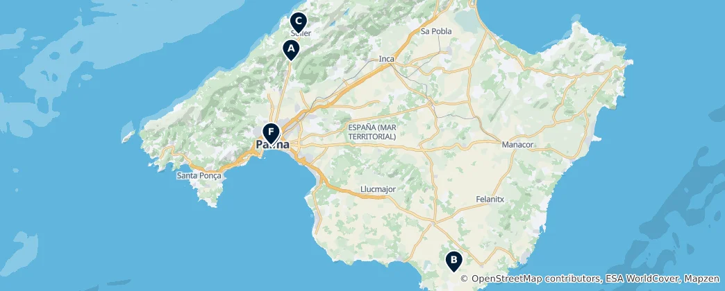 Mapa Parks & Gardens