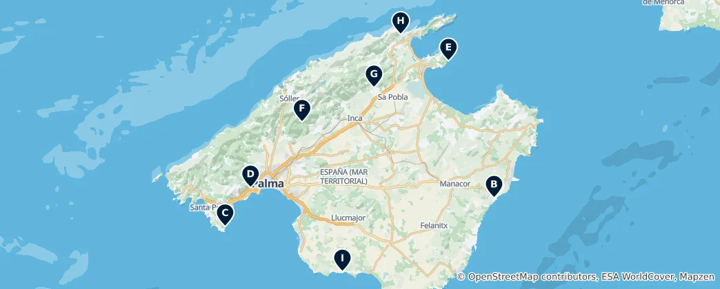 Map of Spectacular Caves of Mallorca