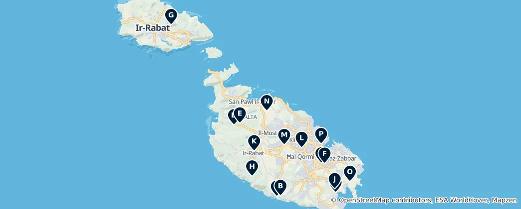 Mapa Malta's Archaeological Treasures