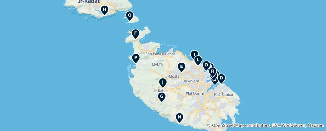 Mapa Malta’s Castles & Forts