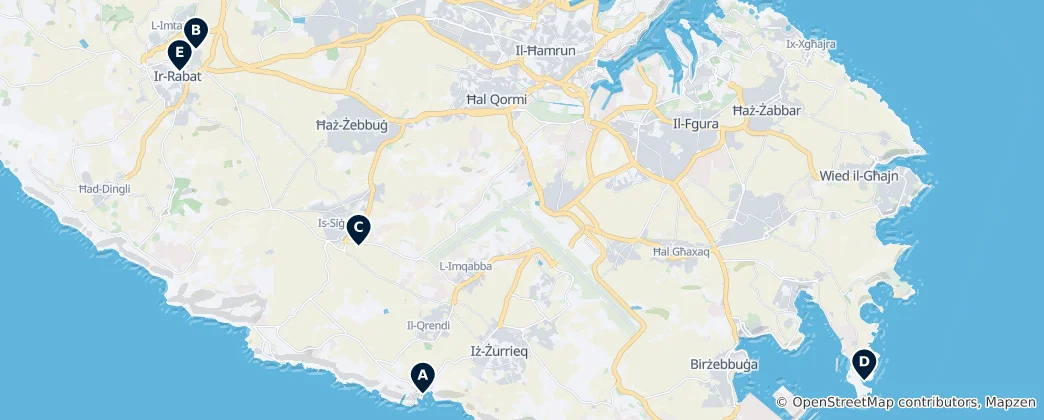 Mapa Malta's Hidden Gems