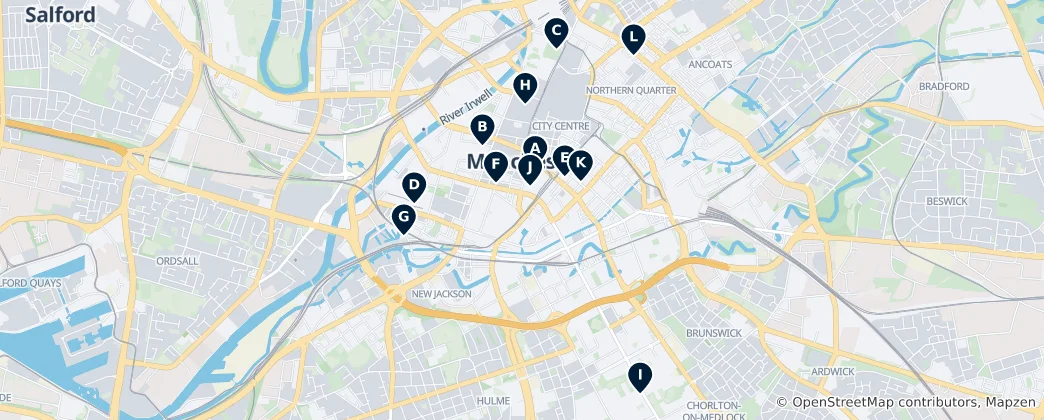 Mappa di Manchester da non perdere