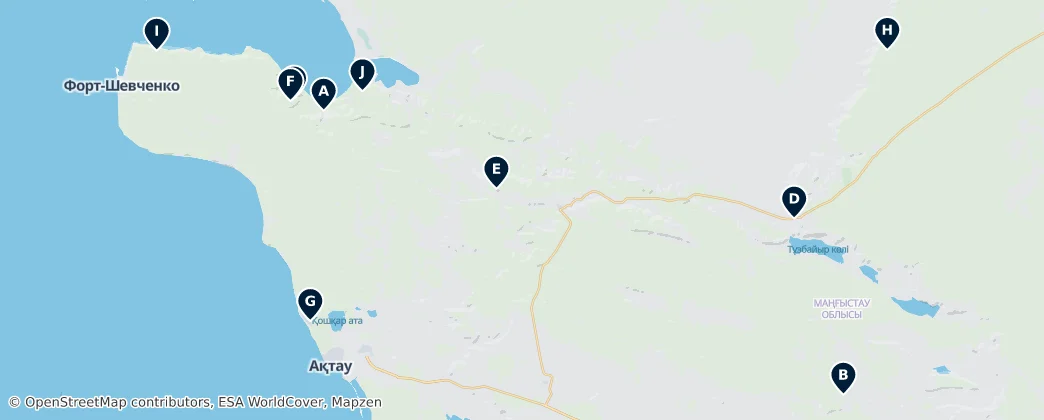 Map of Sacred Landscapes of Mangystau