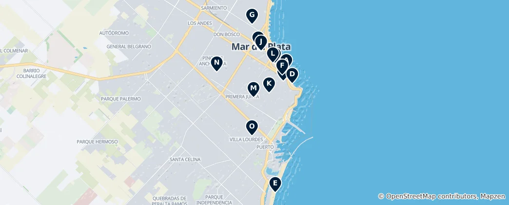Mappa di Mar del Plata Must-Sees