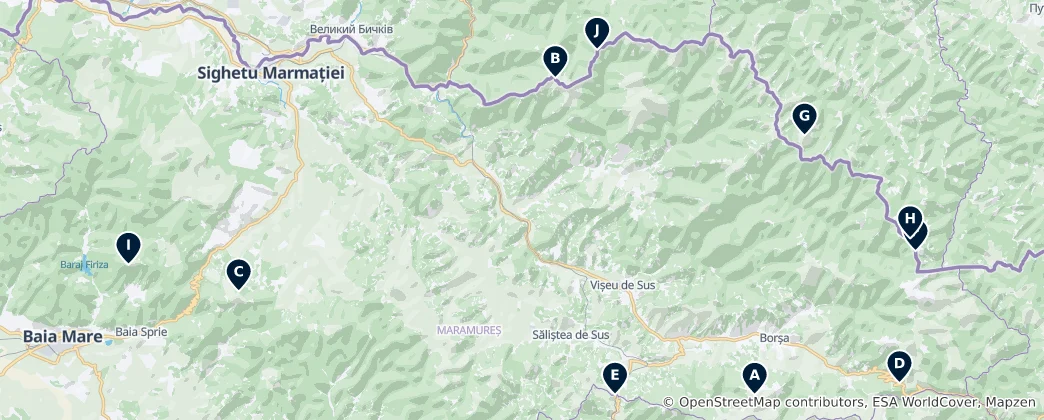 Karte von Mountain Peaks & Passes