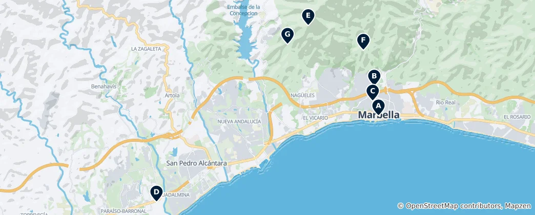 Mapa Marbella Parks and Gardens