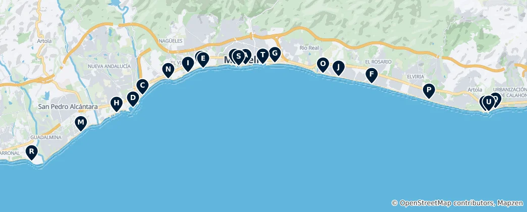 Mapa De Marbella's Best Beaches & Marina