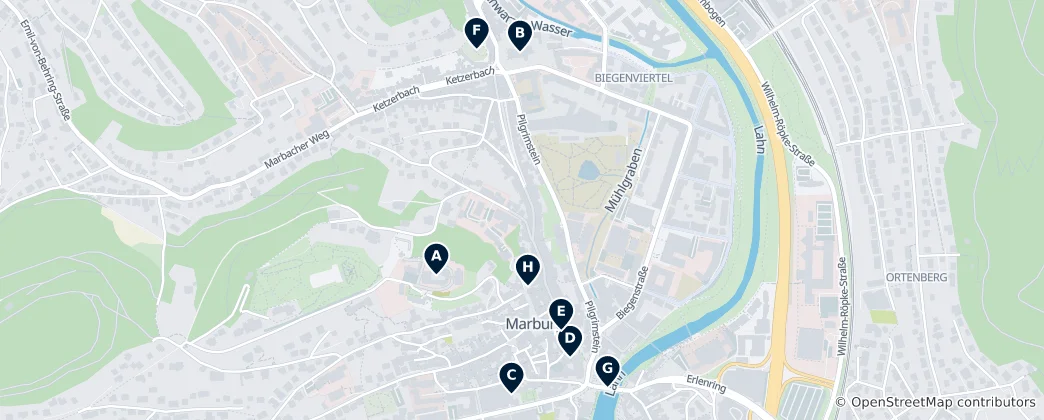 Mappa di Historic Marburg Landmarks