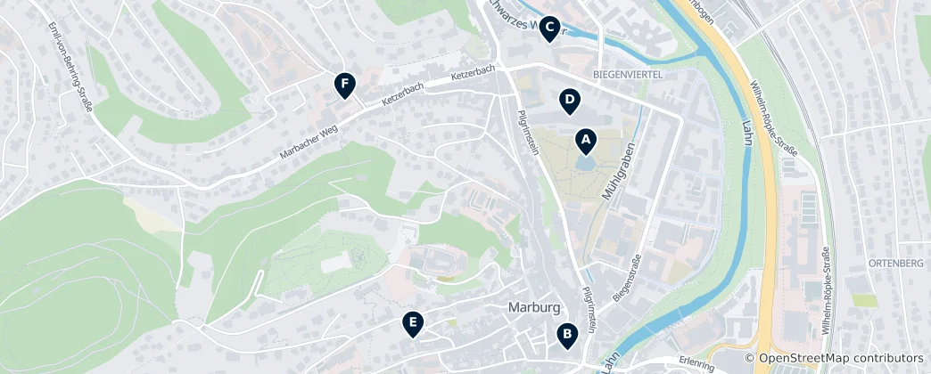 Map of Marburg University Highlights