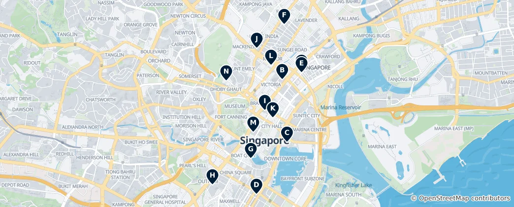 Karte von Top Shopping Destinations