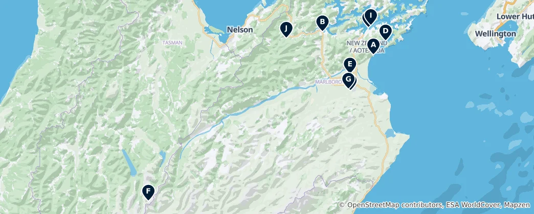 Mappa di Marlborough Region Essentials
