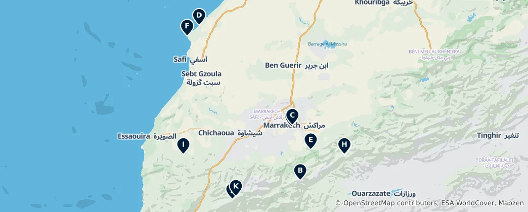 Mapa Marrakech-Safi Nature & Views