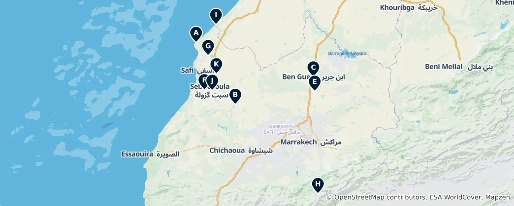 Mapa Marrakech-Safi Religious Sites