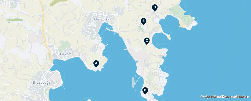 Map of Marsaxlokk Forts & Towers