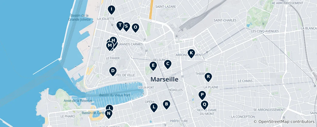 Mappa di Musei e Gallerie di Marsiglia