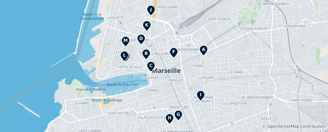 Mappa di Luoghi di Culto a Marsiglia