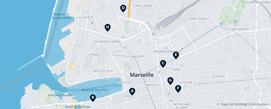 Mapa Marseille Theatres and Opera