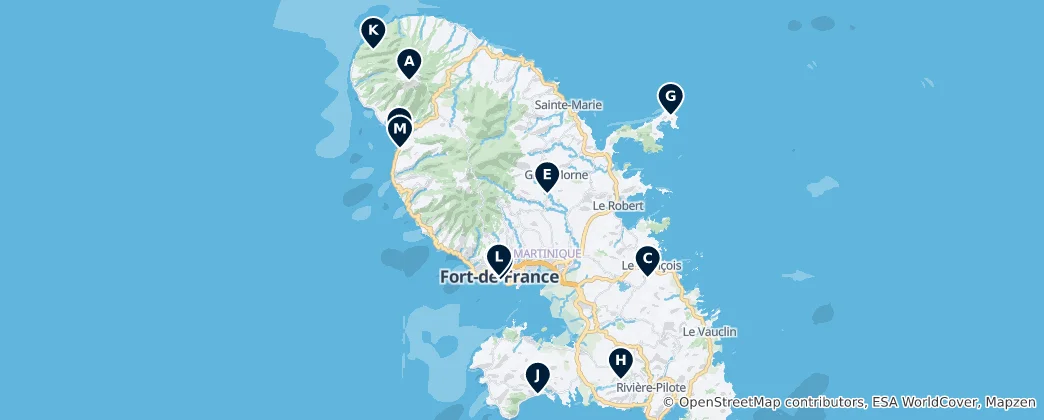 Map of Martinique's Essential Wonders