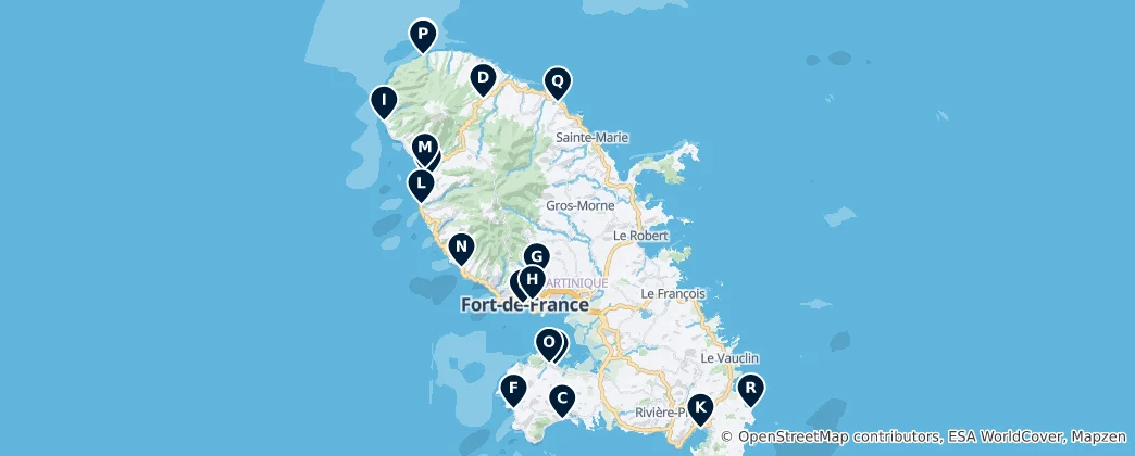 Map of Martinique's Sacred Sites