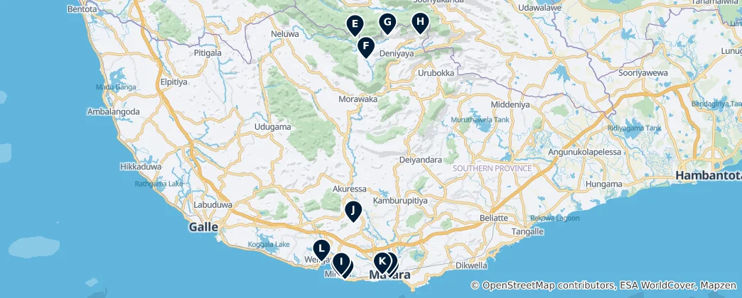 Mapa Matara District: Unmissable Highlights