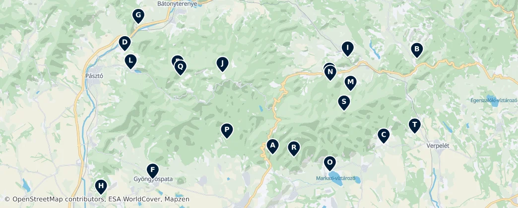 Mátra Ruins and Heritage — Mapa