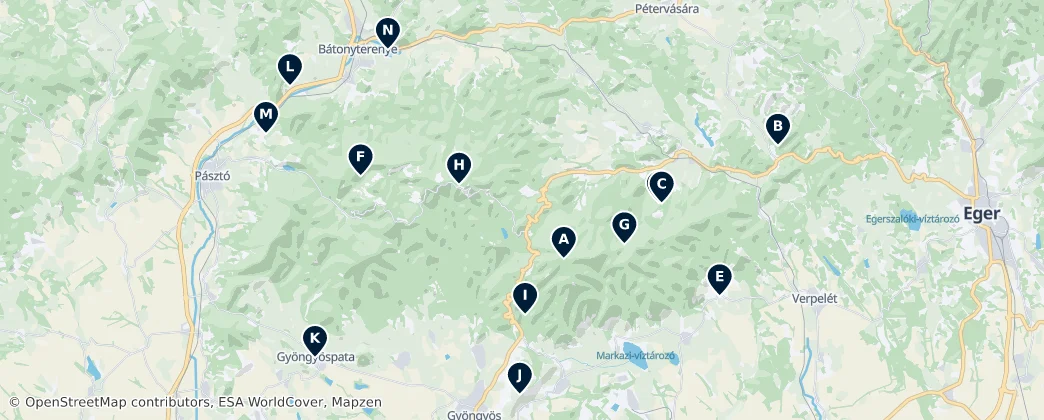 Mátra's Essential Peaks and Ruins — Mapa