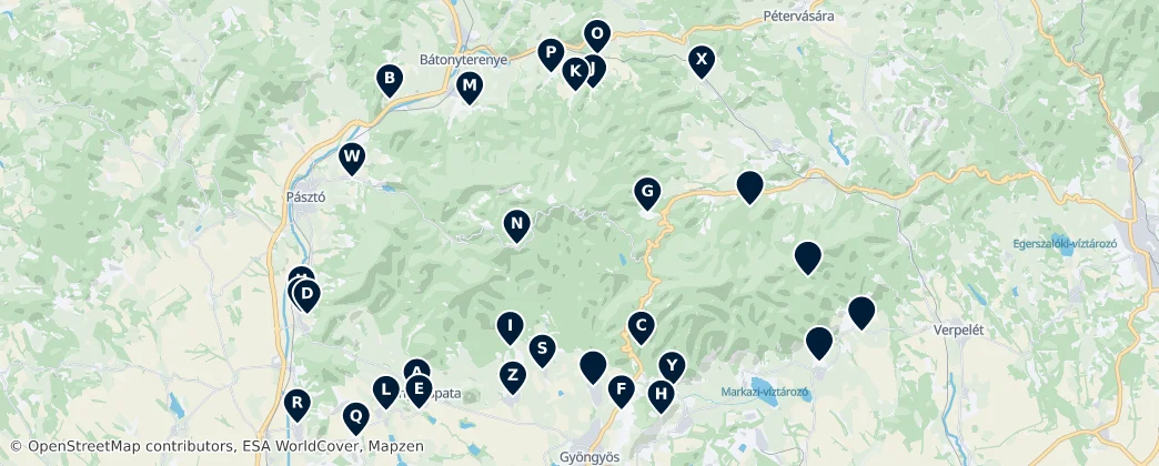 Mátra's Sacred Sites — Mapa